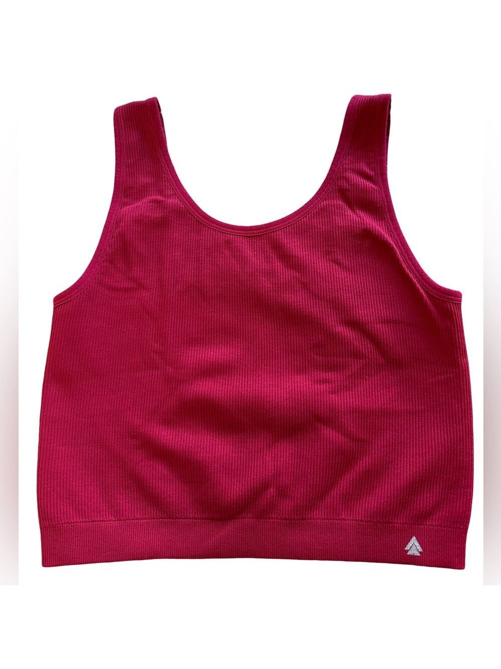 Tomato Red Ribbed Cropped Tank Top Small